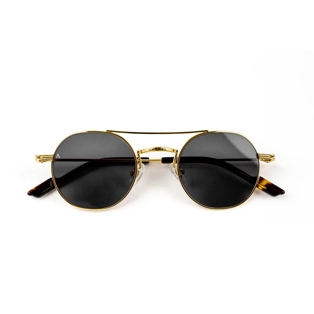 Adam Young Eyewear siyah camlı metal çerçeveli yuvarlak güneş gözlüğü