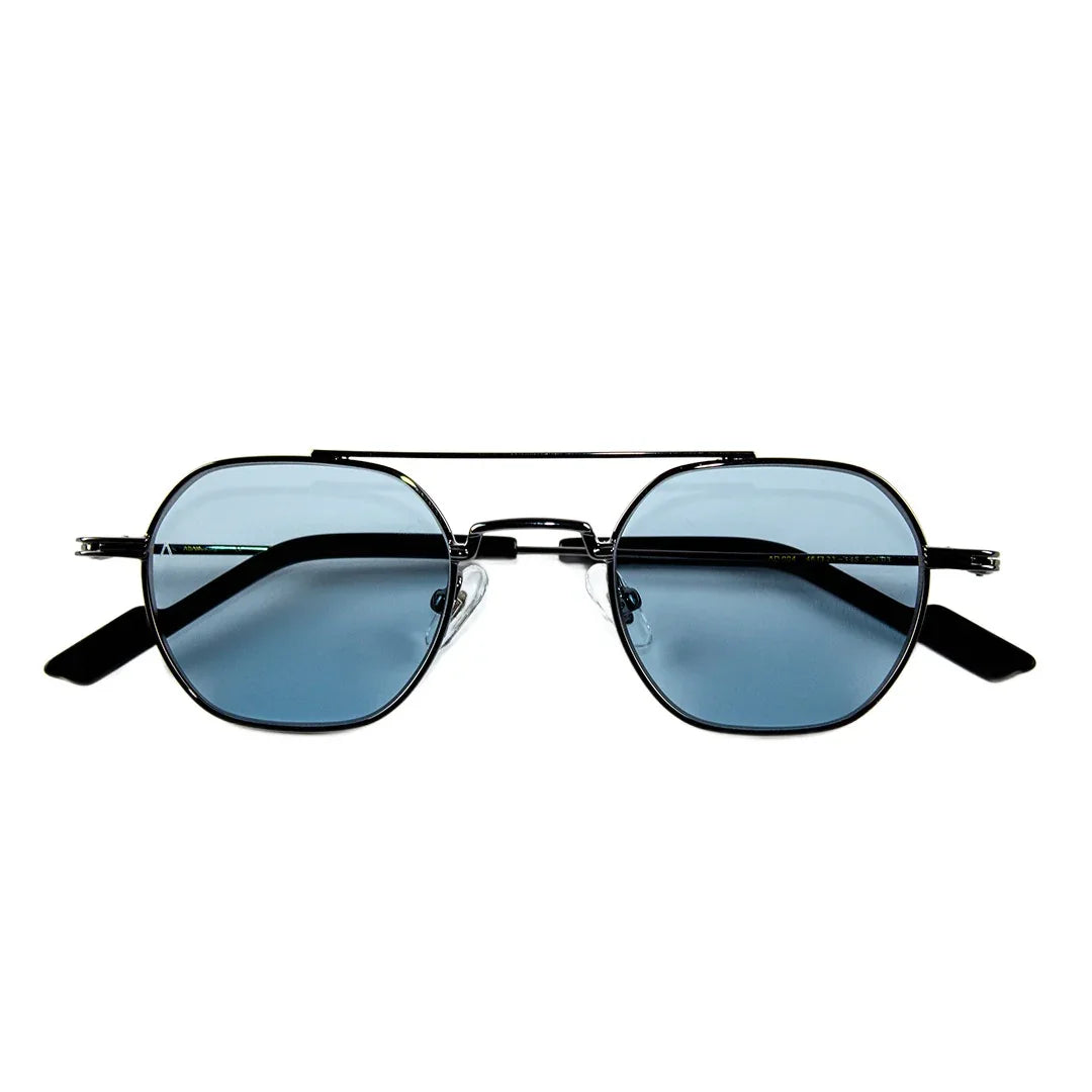 Adam Young Eyewear markasına ait mavi lensli altın çerçeveli gözlük modeli