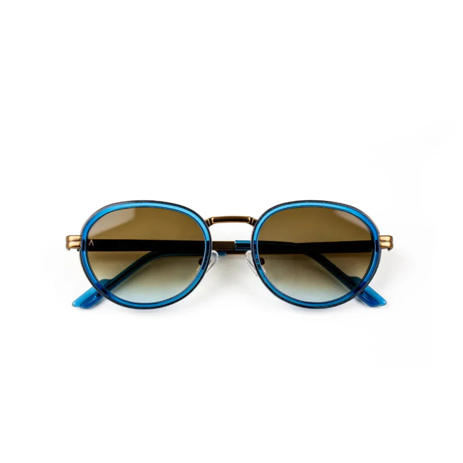 Adam Young Eyewear mavi çerçeveli şık güneş gözlüğü AD 018 model kahverengi camlı