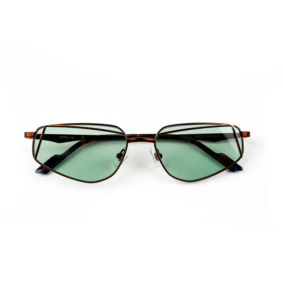Adam Young Eyewear marka şık metal çerçeveli gözlük yeşil tonlu camlar ile