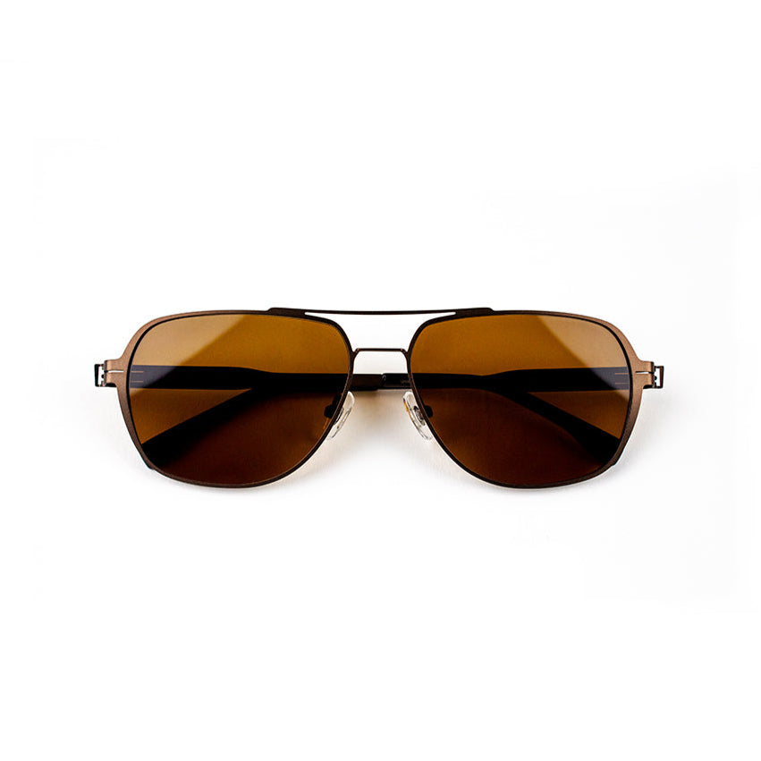 Adam Young Eyewear metal çerçeveli kahverengi camlı premium güneş gözlüğü