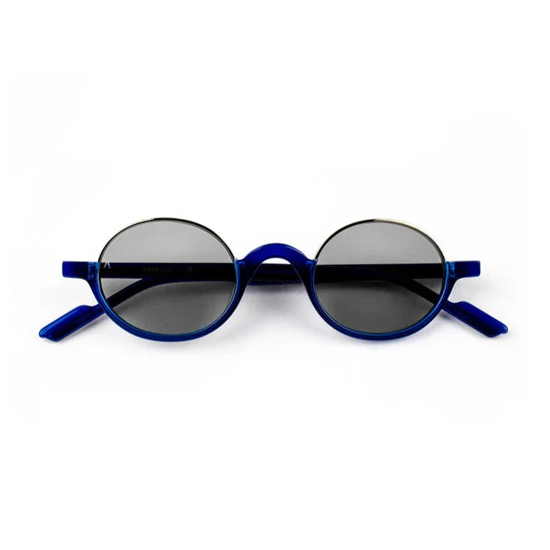 Adam Young Eyewear marka mavi çerçeveli retro tarz gözlük siyah camlı