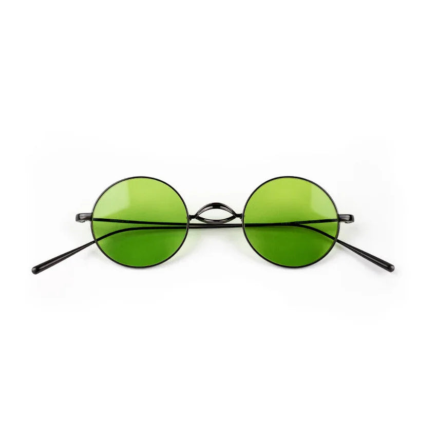 Adam Young Eyewear yeşil lensli siyah metal çerçeveli yuvarlak çerçeveli gözlük modeli