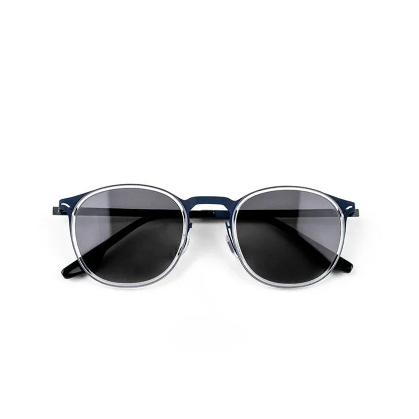 Adam Young Eyewear marka kaliteli unisex güneş gözlüğü siyah çerçeveli yuvarlak camlı