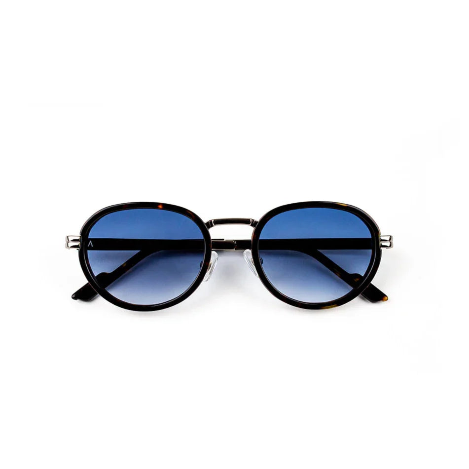 Adam Young Eyewear şık güneş gözlüğü AD 018 mavi degrade camlı yuvarlak çerçeve