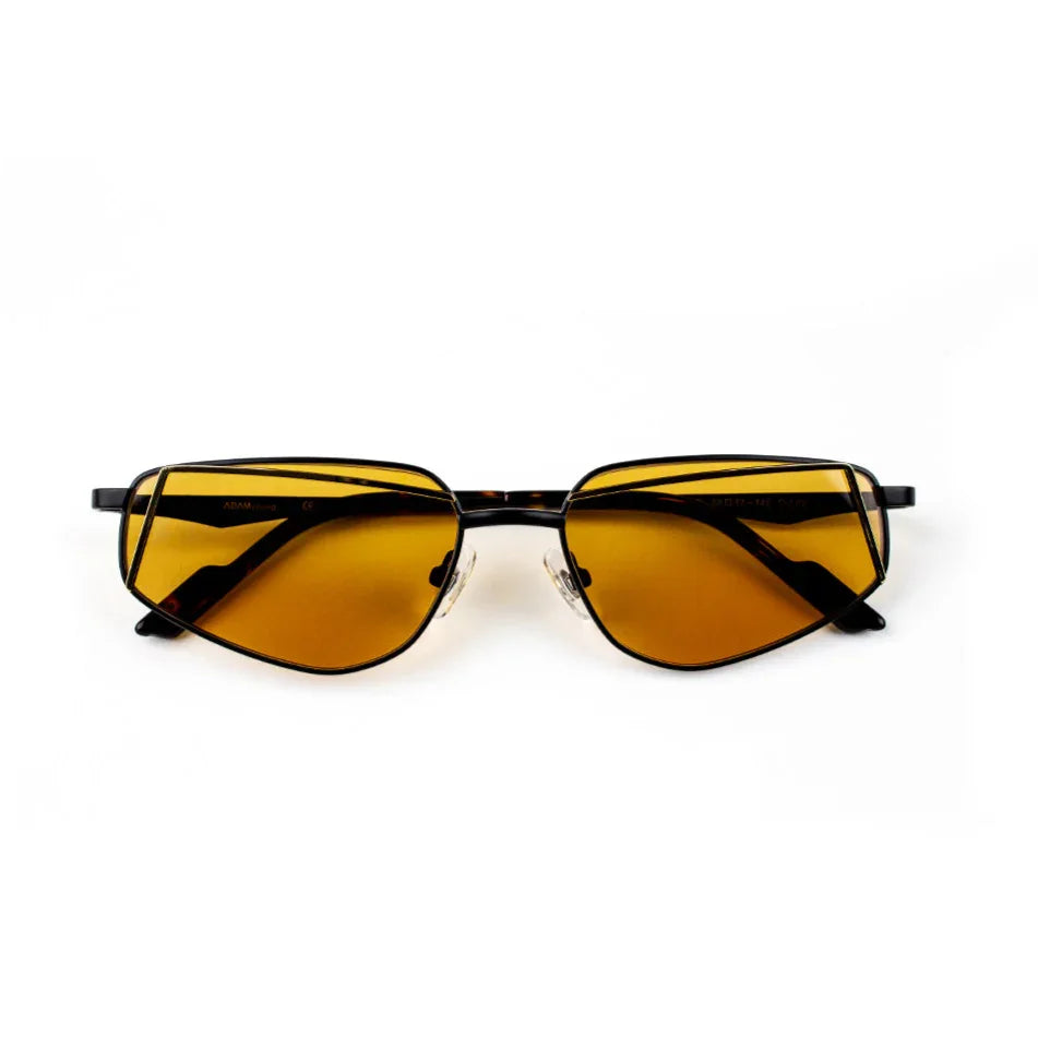 Adam Young Eyewear şık metal çerçeveli gözlük sarı tonlu merceklerle modern tasarım