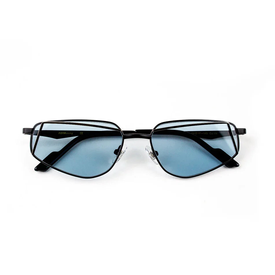Adam Young Eyewear şık metal çerçeveli gözlük mavi camlı modern tasarım