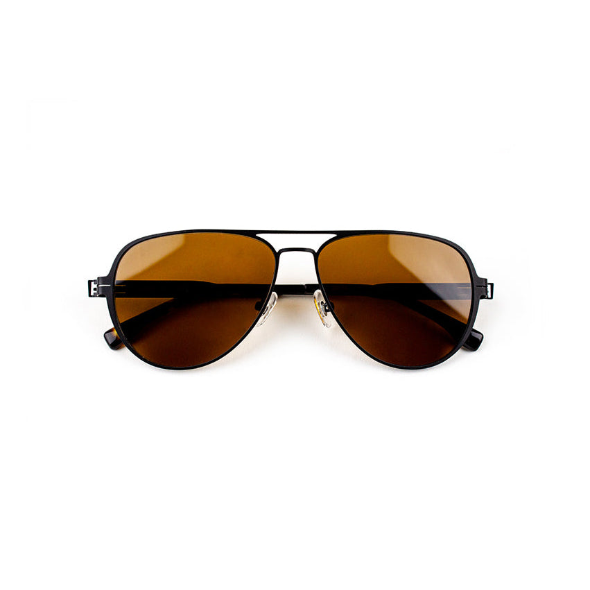 Adam Young Eyewear marka kahverengi camlı siyah çerçeveli moda güneş gözlüğü adam young