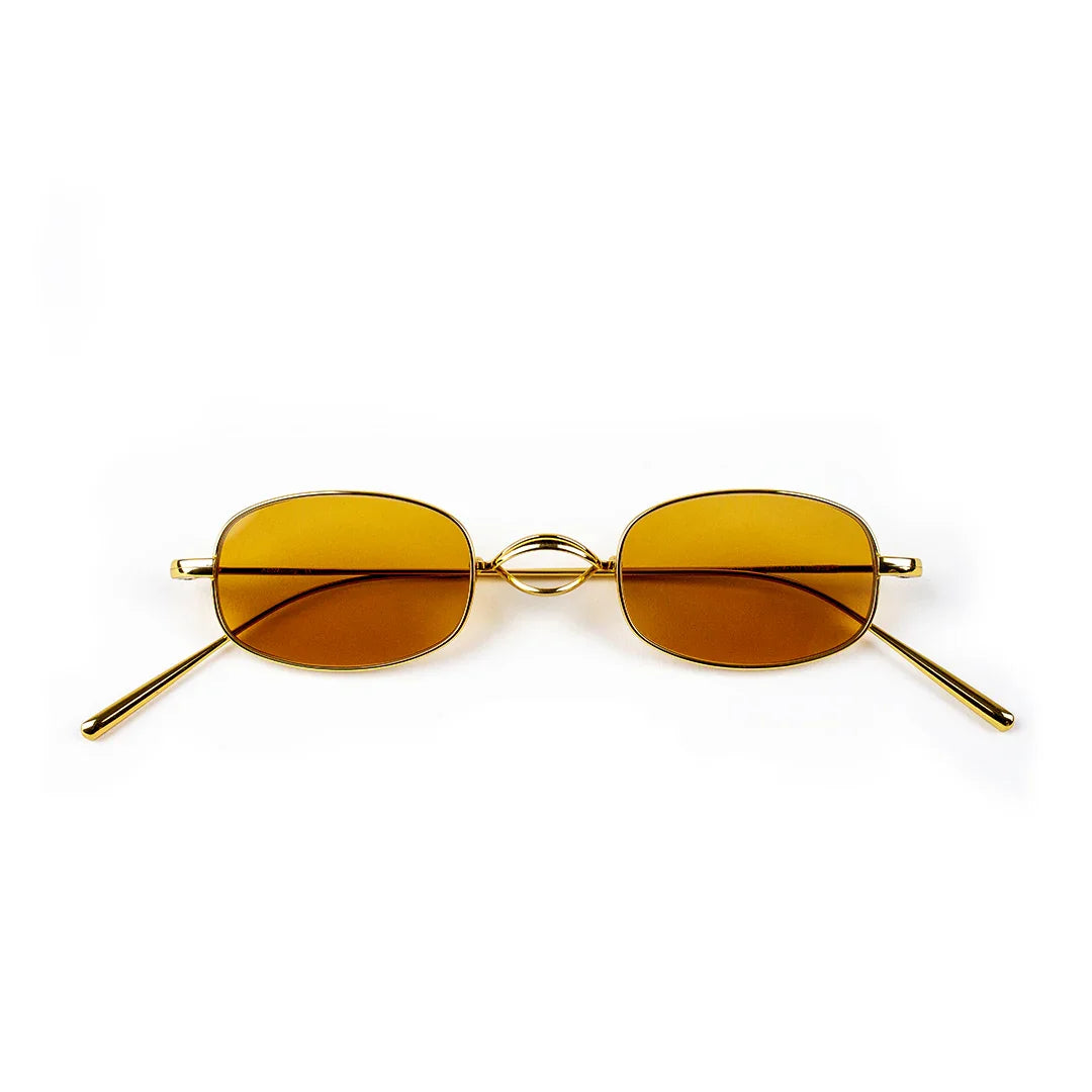 Adam Young Eyewear marka moda metal çerçeveli gözlük kahverengi camlı şık tasarım